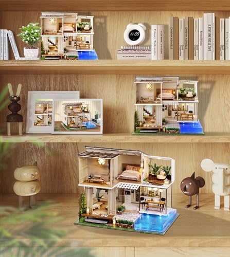 Spilay Dollhouse Miniature with Furniture,DIY Wooden Crafts Doll House Mini Handmade Kit,1:24 Scale Creative Room Idea Gift for Adult Friend Lover (Elegant and Quiet with dust Cover Music Box) - Image 5