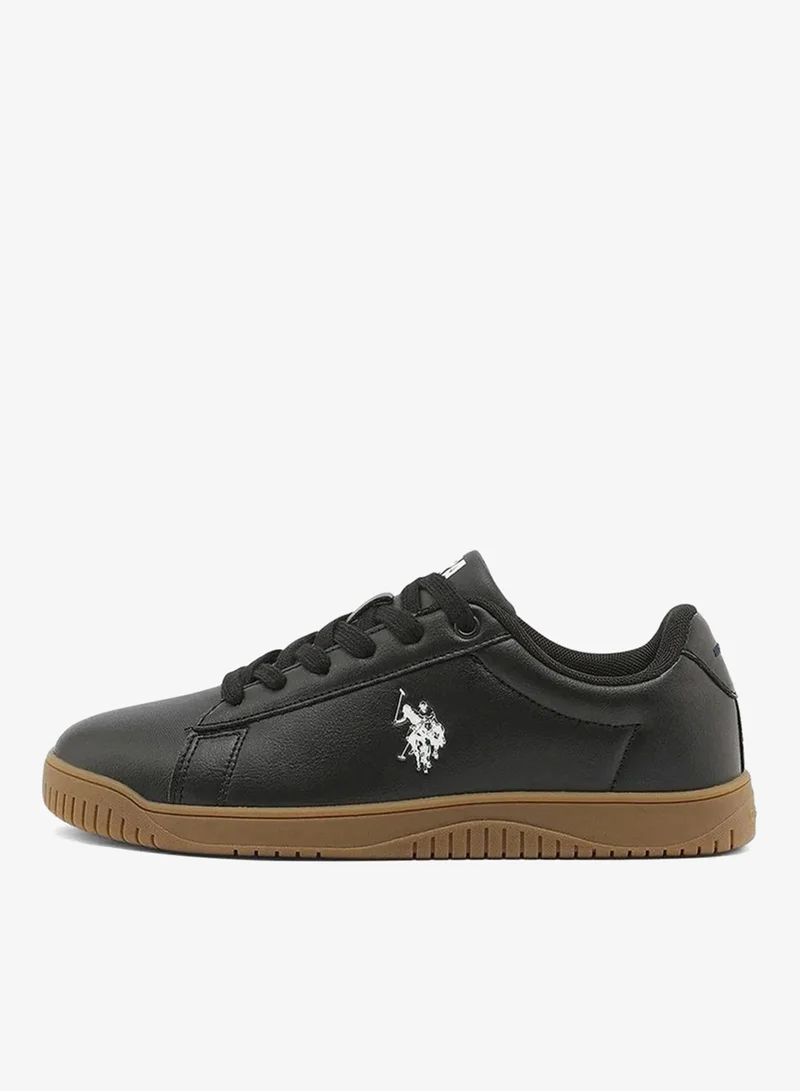 U.S. Polo Assn. black USPA Women's Black Casual Sneakers with Gum Rubber Sole – Lightweight Lace-Up Fashion Shoes | Comfortable Everyday Lifestyle Sneakers for Women | Best Price UAE