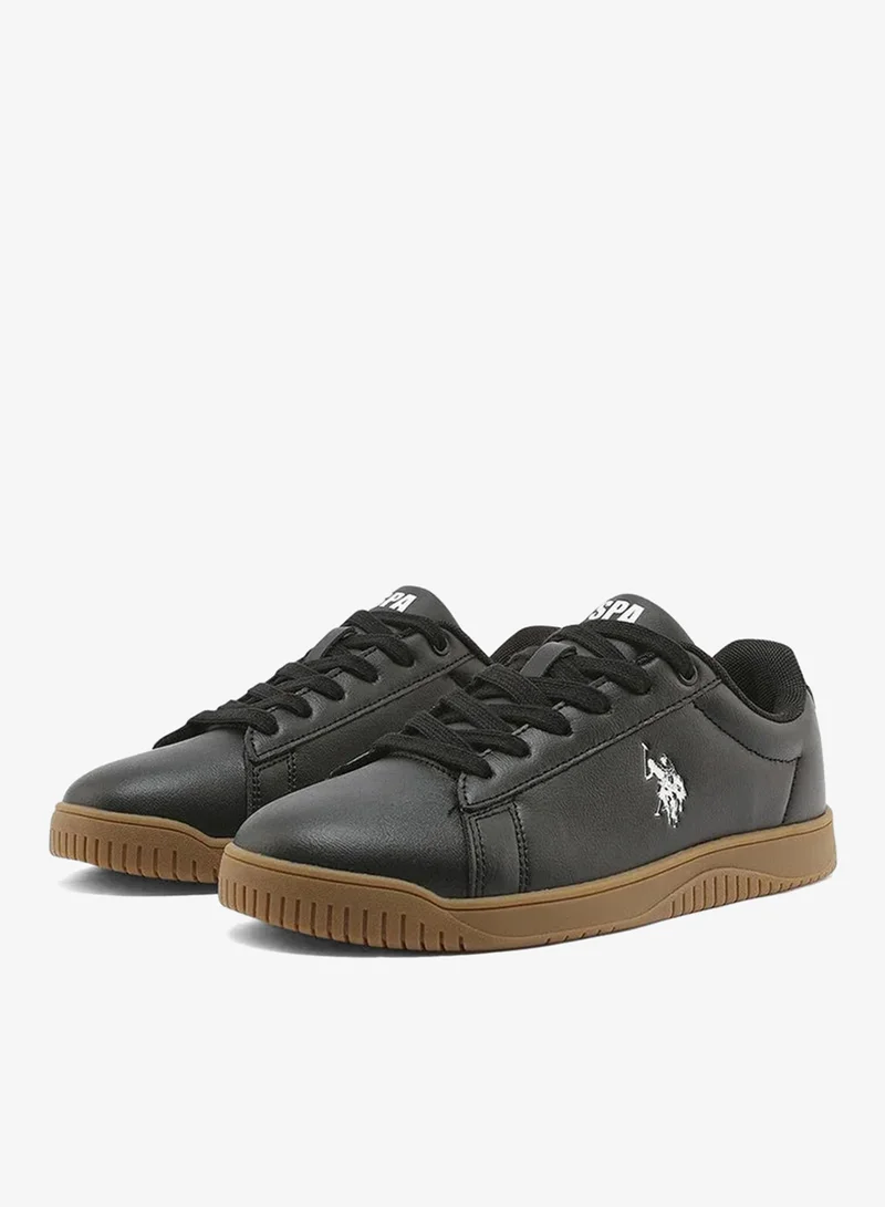 U.S. Polo Assn. black USPA Women's Black Casual Sneakers with Gum Rubber Sole – Lightweight Lace-Up Fashion Shoes | Comfortable Everyday Lifestyle Sneakers for Women | Best Price UAE