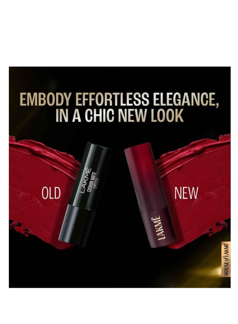 LAKME LAKMÉ Cushion Matte Lipstick Plum Obsession  4.5g   Long Lasting Lipsticks for Women Comfortable Velvet Matte Finish Lipstick for Soft Feel - Image 2