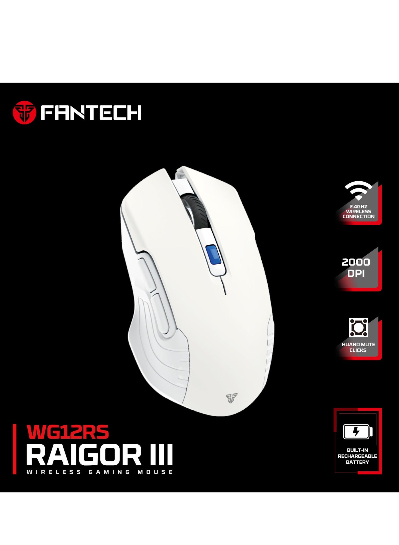 Wireless Gaming Mouse – E500mAh Rechargeable Battery, 2000 DPI, 6 Buttons, 3M Silent Clicks | Long-Lasting & Ergonomic Design.Compatible with Computer PC MacBook Laptop Windows 11 10 macOS Linux