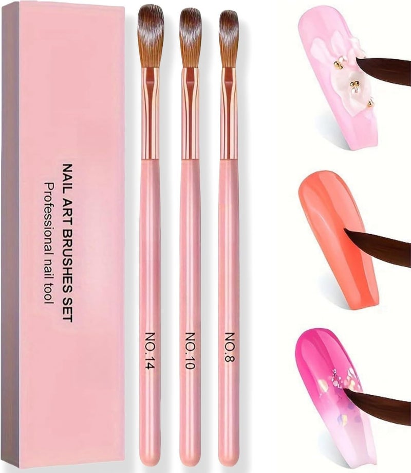Nailwind 3PCS Nail Brush, Nail Art Kit Brushes for Nails in Size 8/10/14,Nail Brush for Powder, Nail Polish Pens,3D Manicure Carving Tool,3D Nail Art Tool Nail Art Brush for Gel Nail, Nail Brush Set for Women, - Image 1
