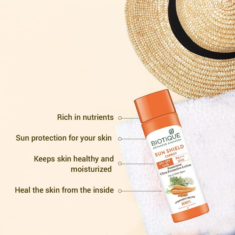Biotique Face & Body Sun Lotion SPF 40 - Carrot 120ml - Image 3