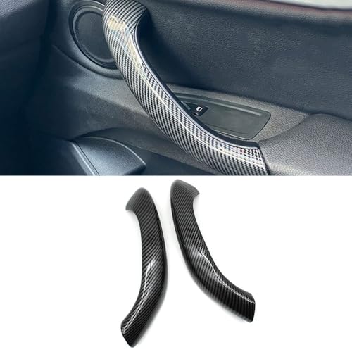 Goodithy 2PCS Carbon Interior Door Handle Outer Cover DriverPassenger Side Door Pull Handle Panel Trim Replacement for BMW X1 X2 F48 F49 F39 2016 2017 2018 2019 2020 - Image 1
