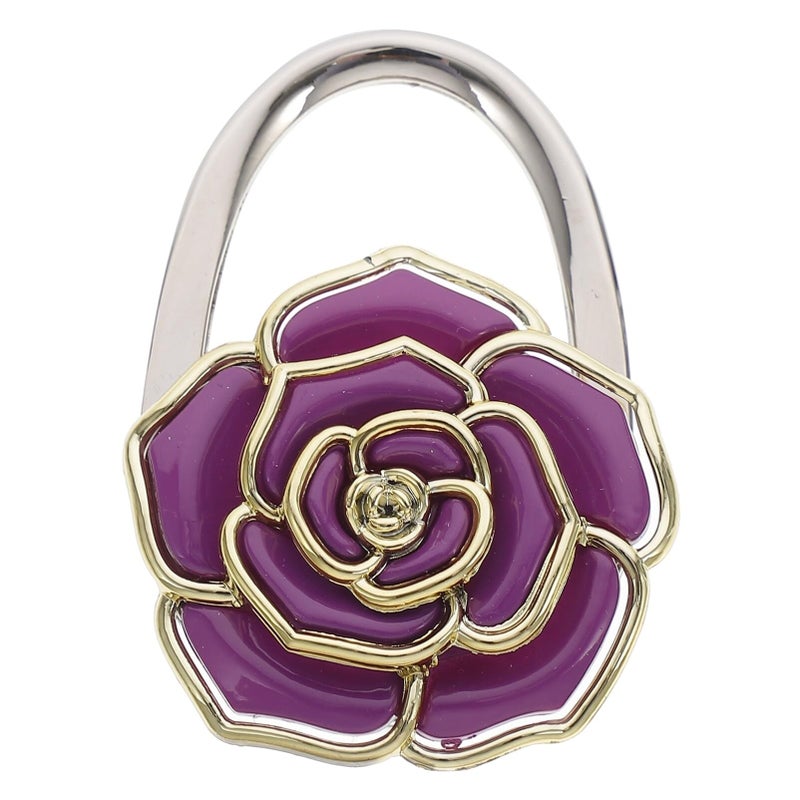 Veemoon Purse Holder for Table, Purse Hook Purple Rose Handbag Holder Hook Foldable Handbag Hanger, Hanger Bag Storage Decor Giftware for Women Girls for Desk Tables - Image 1