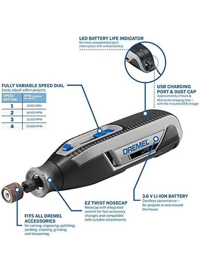 DREMEL - Lite 7760 Cordless Rotary Tool Li Ion 3.6 V Multi Tool Kit With 15 Accessories F 013 776 0Jb - Image 1