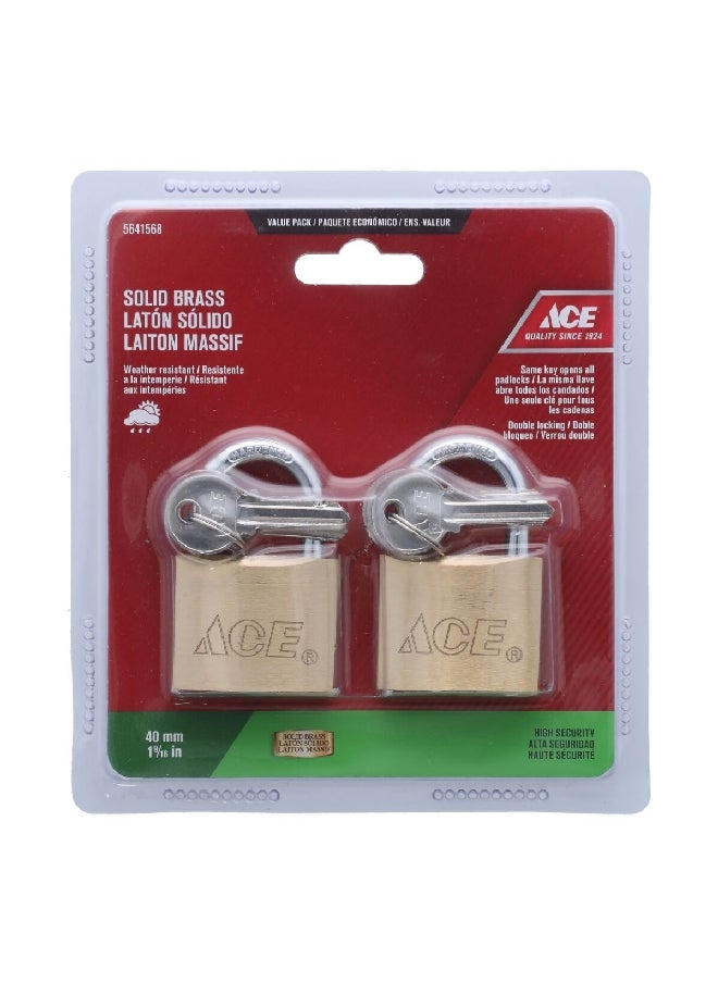 ACE Excellent Design Solid Brass Keyed Padlock Gold and Silver 4 mm 5397914 