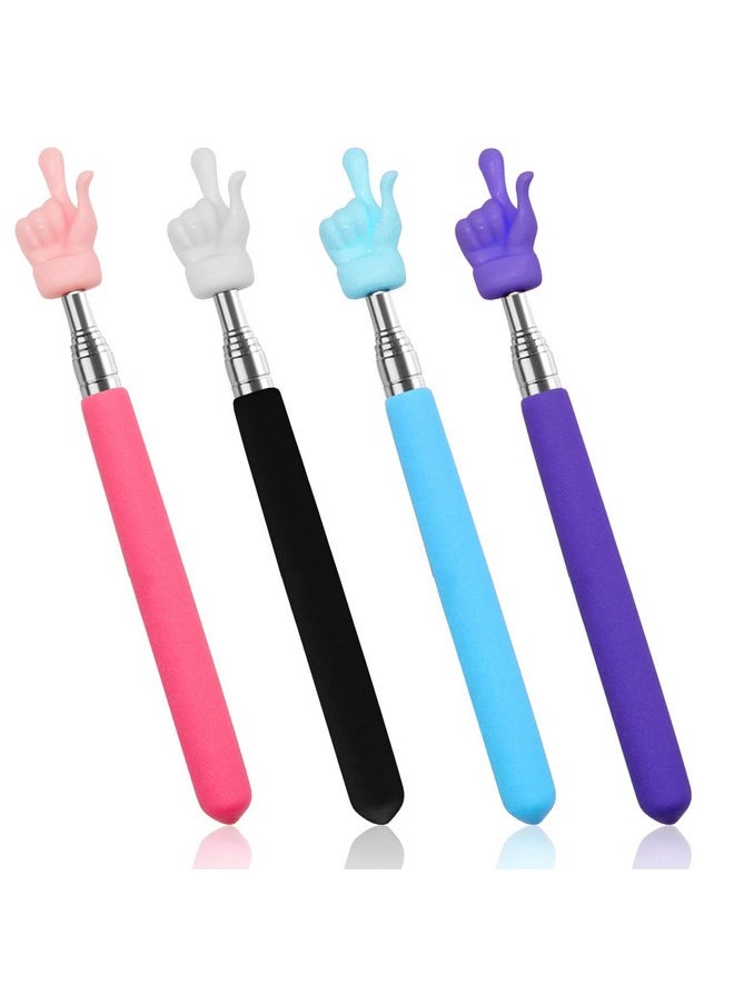 CANIPHA 4Pcs Telescopic Teachers Pointer, Mini Extendable Hand Pointer Finger Pointer Stick, Retractable Classroom Pointer For Elementary School Kindergarten Teacher Supplies (Black Pink Blue Purple)  - Image 1
