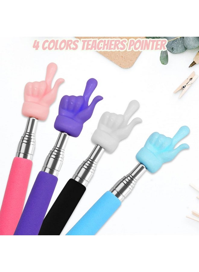 CANIPHA 4Pcs Telescopic Teachers Pointer, Mini Extendable Hand Pointer Finger Pointer Stick, Retractable Classroom Pointer For Elementary School Kindergarten Teacher Supplies (Black Pink Blue Purple)  - Image 4