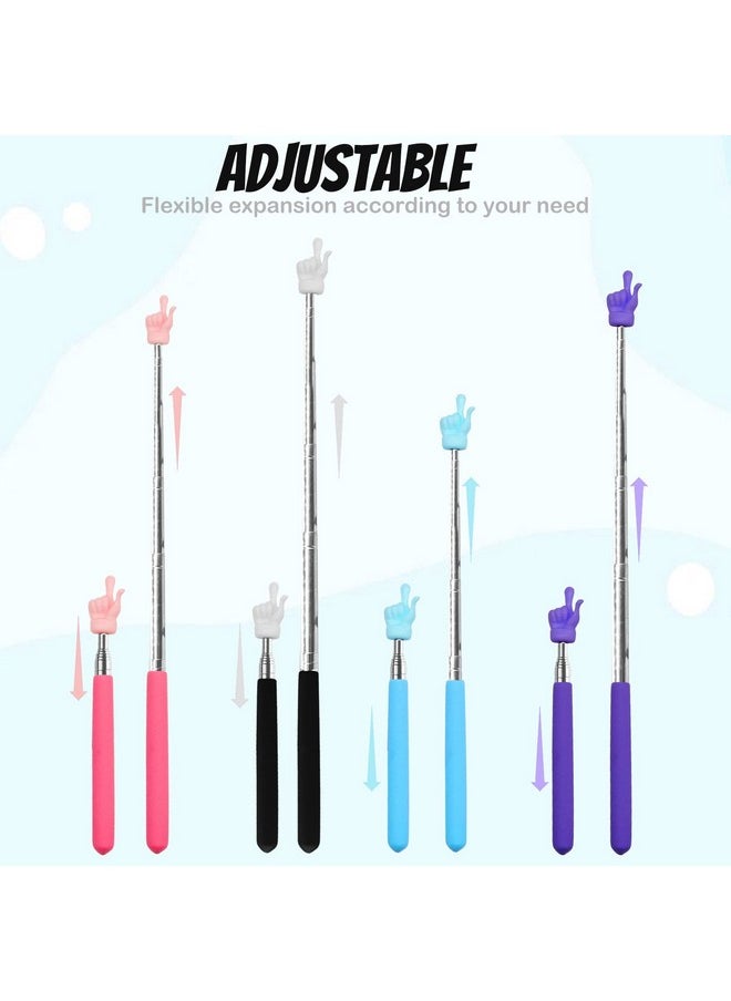 CANIPHA 4Pcs Telescopic Teachers Pointer, Mini Extendable Hand Pointer Finger Pointer Stick, Retractable Classroom Pointer For Elementary School Kindergarten Teacher Supplies (Black Pink Blue Purple)  - Image 3