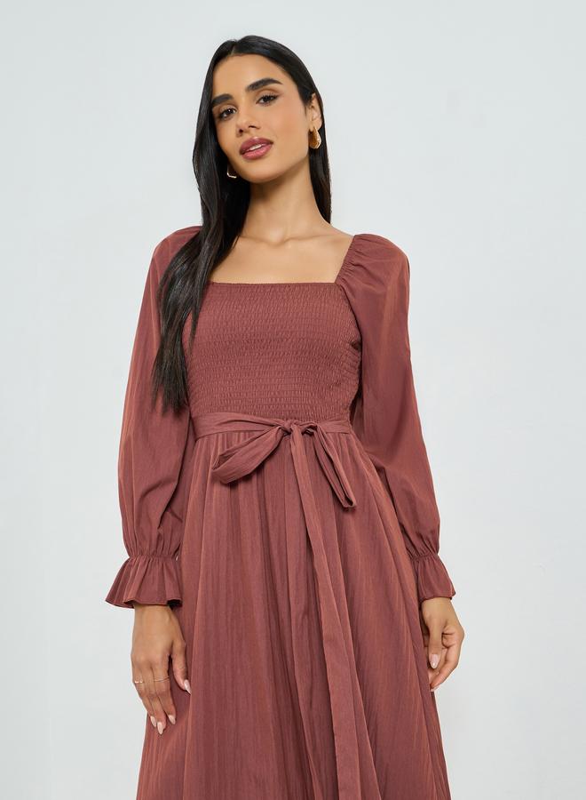 Take Two Burgundy Square Neck Smock Maxi Dress - Image 2