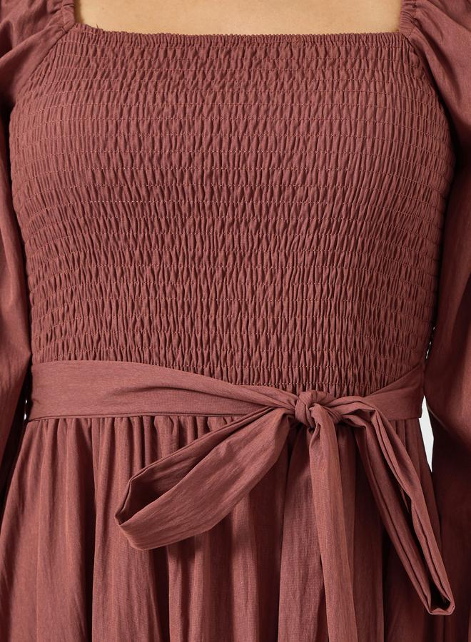Take Two Burgundy Square Neck Smock Maxi Dress - Image 4
