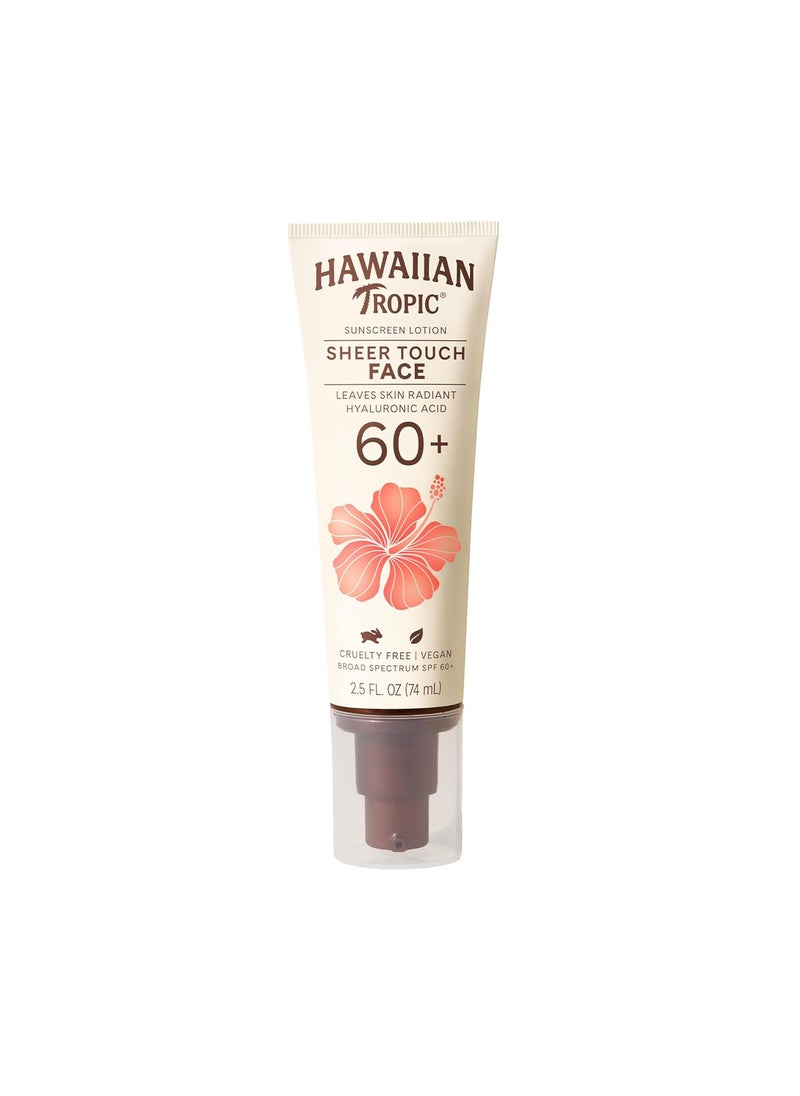 Hawaiian Tropic Hawaiian Tropic Sheer Touch Face Sunscreen Lotion SPF 60 25oz  Sunscreen for Face Hawaiian Tropic Sunscreen Travel Size Sunscreen Face Facial Sunscreen Face Sunblock 25oz 