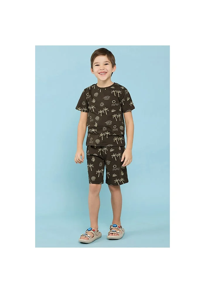 R&b 2 Pack Printed  T-Shirt & 1 Shorts Set