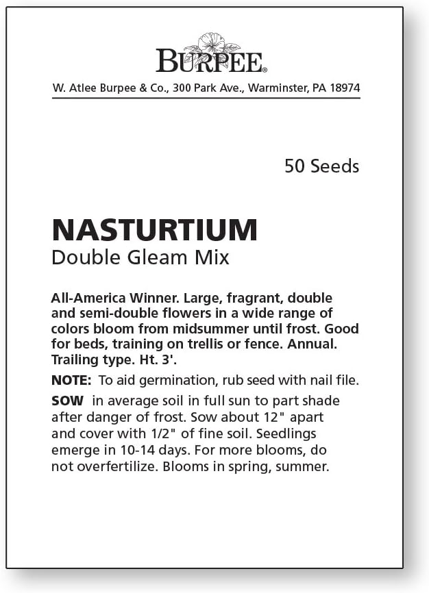 Burpee Double Gleam Mixed Colors Nasturtium Seeds 50 seeds - Image 4