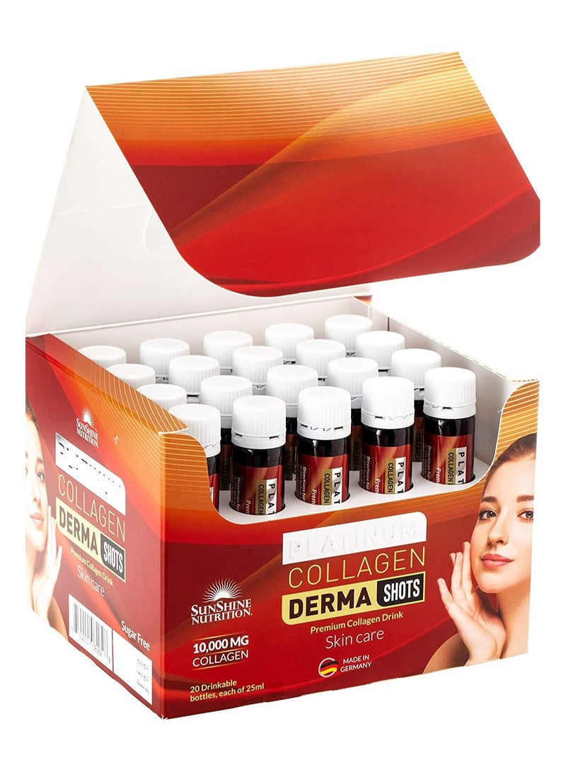 SUNSHINE NUTRITION Sunshine Nutrition Platinum Collagen Derma Shot (20 Bottles X 25 Ml Each) | Premium Collagen Drink For Skin Care | Strawberry Flavor - Image 1