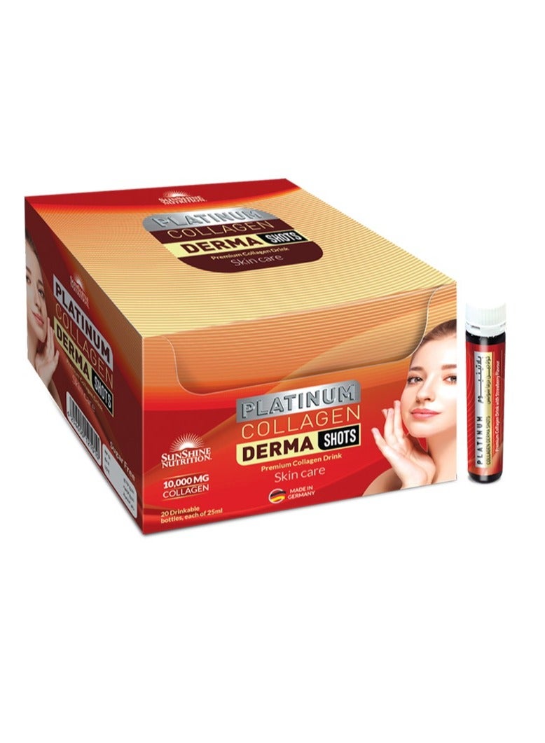 SUNSHINE NUTRITION Sunshine Nutrition Platinum Collagen Derma Shot (20 Bottles X 25 Ml Each) | Premium Collagen Drink For Skin Care | Strawberry Flavor - Image 2