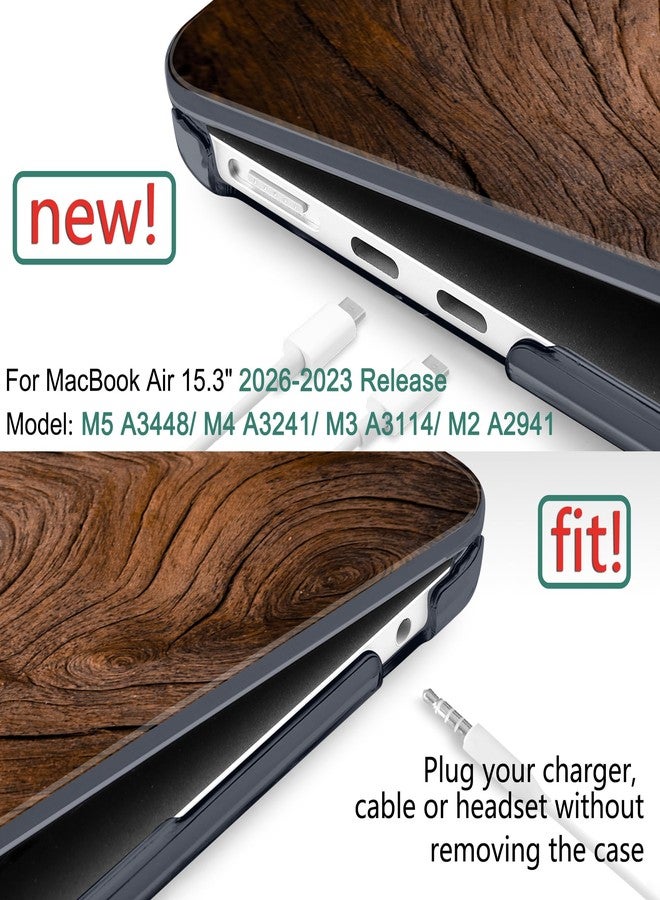 DONGKE Compatible with M3 MacBook Air 15 inch Case 2024 2023 A3114 A2941 M2 Retina Display Touch ID, Plastic Hard Case & Keyboard Skin & Screen Protector for MacBook Air 15.3" - Wood Grain - Image 2