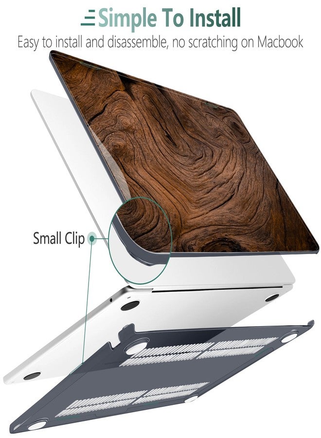 DONGKE Compatible with M3 MacBook Air 15 inch Case 2024 2023 A3114 A2941 M2 Retina Display Touch ID, Plastic Hard Case & Keyboard Skin & Screen Protector for MacBook Air 15.3" - Wood Grain - Image 3