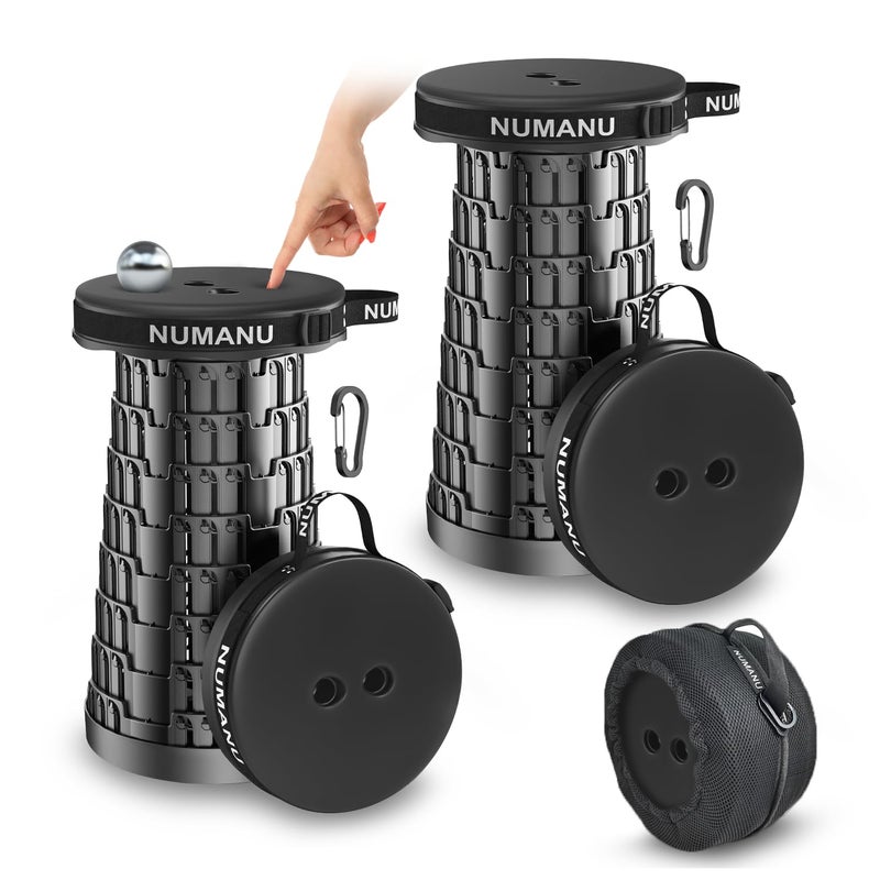NUMANU 2PK 2026 كرسي قابل للطي مع وسادة مطورة، أقصى وزن 620 رطل، ارتفاع 18 بوصة، كرسي قابل للطي محمول للبالغين، مقعد تلسكوبي قابل للسحب أو مسند للقدم - Image 1
