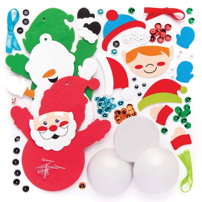 Baker Ross Christmas Character Bauble Decoration Kits – Pack of 3, Make Your Own Christmas Bauble Decoration, Christmas Decoration Craft Kit (AR759) - Image 2