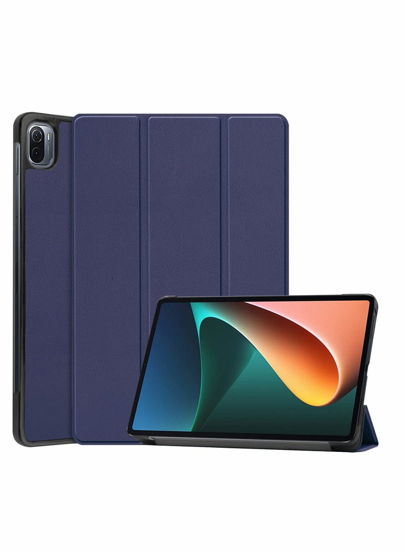 Case for Xiaomi Mi Pad 5 Pro Tablet Case，Auto Sleep Wake PU Leather (Dark Blue) - Image 1