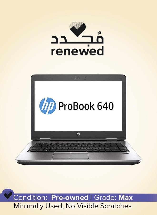 Renewed - ProBook 640 G2 Laptop With 14-Inch Full HD Display, Intel Core i5-6th Gen/Dual Core/8GB RAM/256GB SSD/Windows 10/Intel HD Graphics English Black