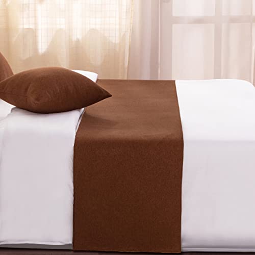 AMBERIS Bed Runner Brown, Imitation Linen Decorative Bed Scarf for Home Hotel (Pillowcases Sold Separately) - Image 2