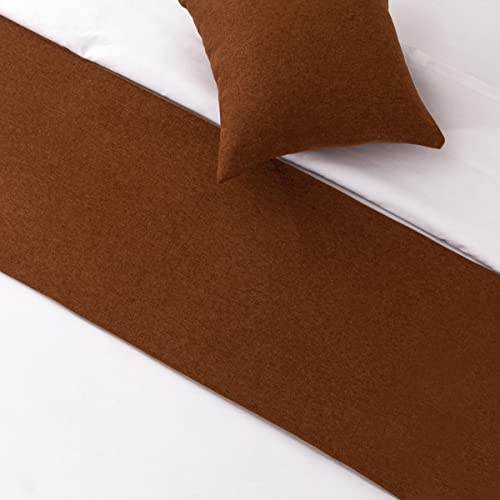 AMBERIS Bed Runner Brown, Imitation Linen Decorative Bed Scarf for Home Hotel (Pillowcases Sold Separately) - Image 3