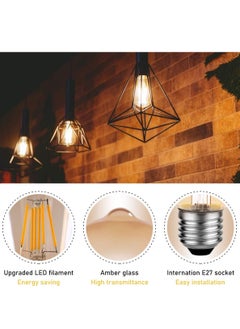 EASTERNSTAR LED Edison Bulb E27, 7W Vintage Light Bulbs 70W Incandescent Equivalent, Retro LED Filament Bulb ST64 Amber Glass Edison Screw Lamp, 680LM 2700K Warm White, 2-Pack [Energy Class A]  - Image 2
