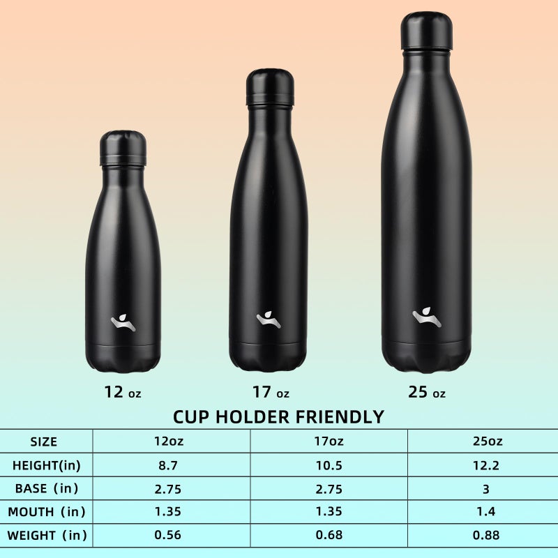 Konokyo Insulated Water Bottles,25 oz Double Wall Stainless Steel Vacumm Metal Flask for Sports Travel,Midnight Black - Image 4