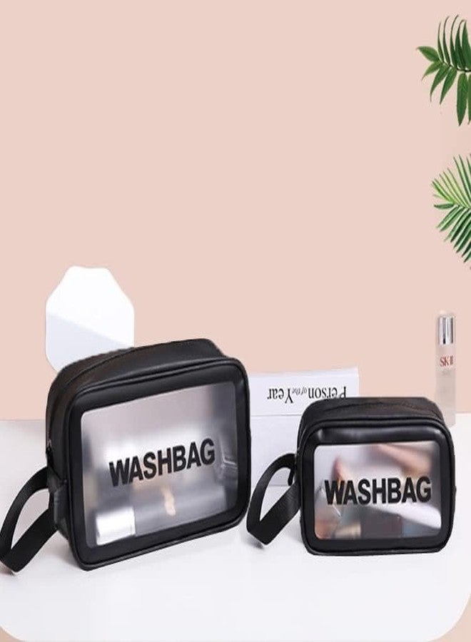 Bluwings Waterproof Multipurpose Clear PVC Zipper Cosmetic Travel Wash Bag Toiletry Makeup Organizer Portable Carry Bag Pouch for Women Girls (Pack of 4) (Black) - Image 5