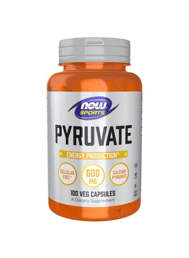 now Sports Nutrition, Pyruvate (Pyruvic Acid) 600 mg, Energy Production*, 100 Veg Capsules - Image 1