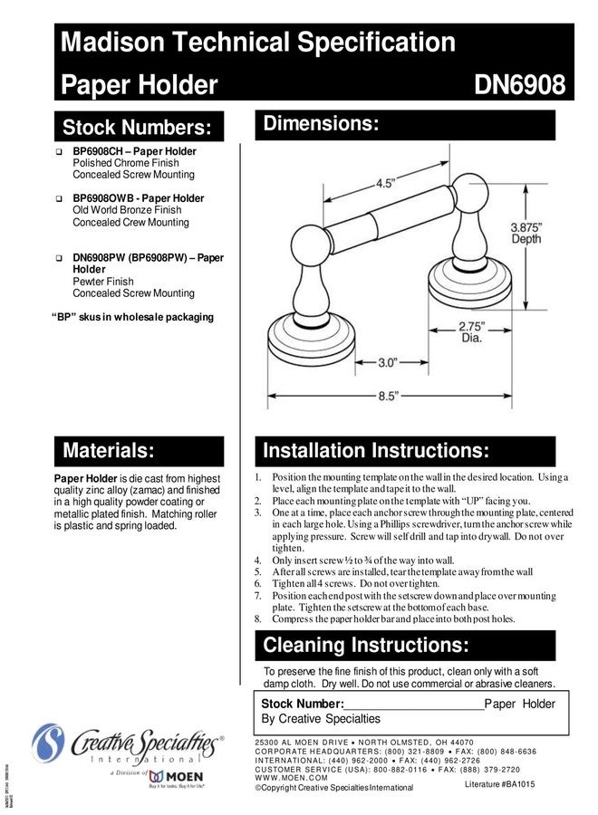 MOEN حامل ورق مادن BP6908CH من موين، كروم - Image 2