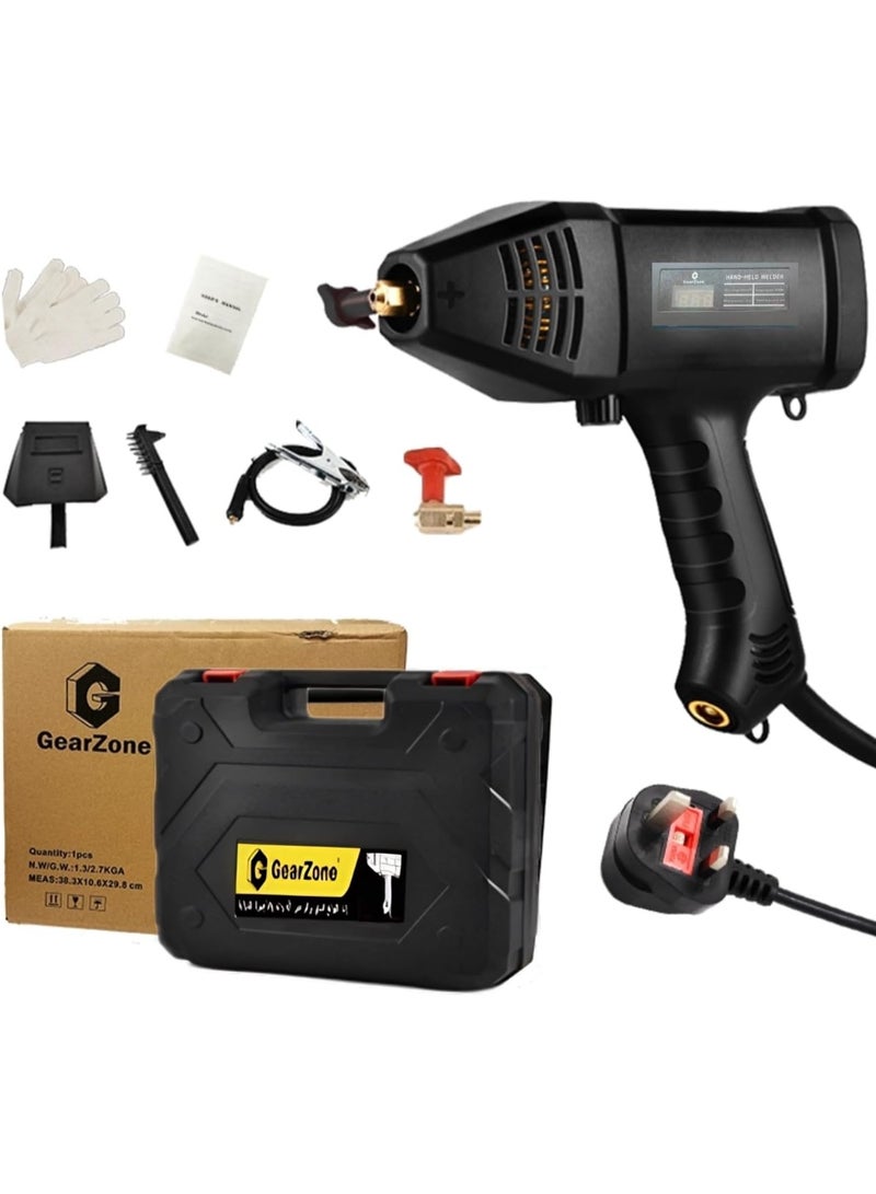 GearZone آلة لحام كهربائية محمولة باليد 220 فولت - 60 هرتز - 3000 واط، آلة لحام ذكية رقمية أوتوماتيكية مع مقبض ضبط التيار