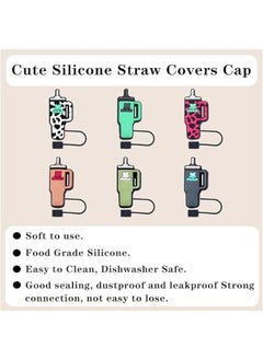 MOXO 6Pcs Straw Cover Cap for Stanley CupSilic Straw Topper Compatible with Stanley 30 & 40 Oz Tumbler Drinking Straw Tip Covers Cu Accessories Protectors Plugs  - Image 3
