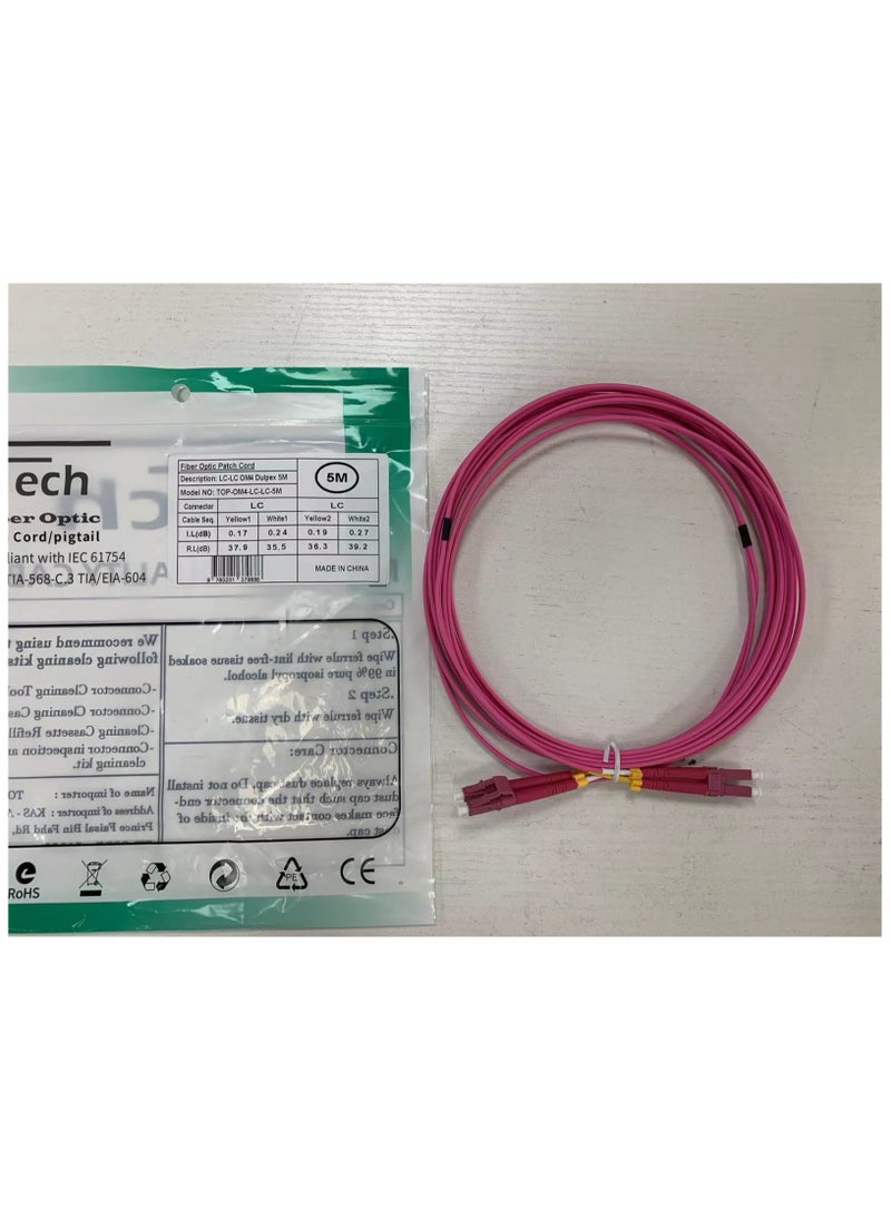 T Tech Fiber Patch Cable LC UPC/LC UPC Dual LSZH 2.0MM OM4 1M  - Image 3