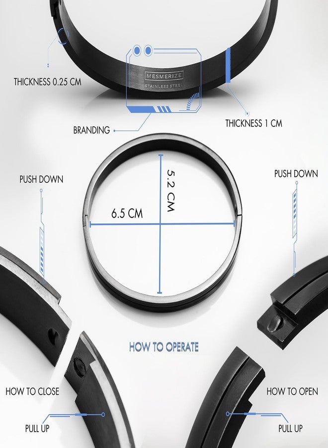 Mesmerize Stainless Steel Sirius Spiritual Kada Bracelets | Bracelet for Men and Boys | Sacred Om, Holy Cross, Balancing Yin Yang, Strength Hanuman Gada Designs| (Shiv Trishul, M) - Image 4