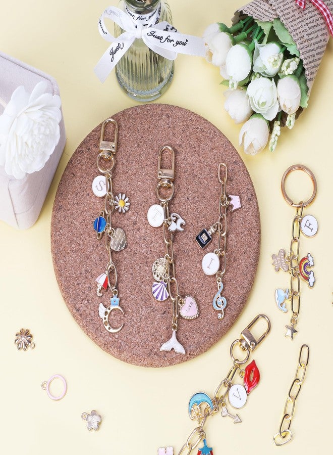 Starry 223Pcs Keychain Making Kit Bag Charm Kit 86 Charms 10 Keychain Clips with Key Ring Jewelry Plier,15 Extender Chain Swivel Snap Hooks Gold Charms 100 Jump Ring DIY Craft Supplies - Image 5