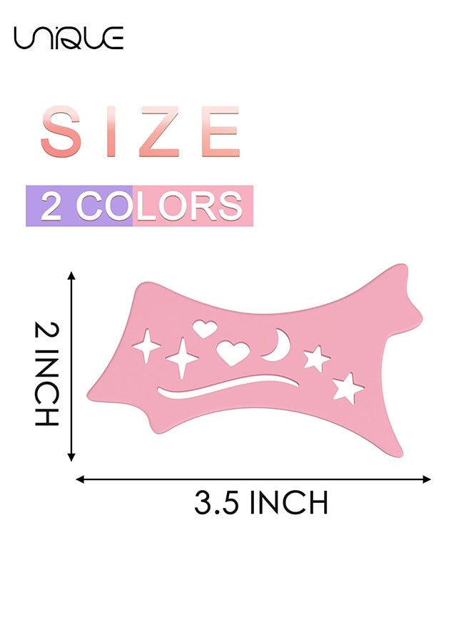 2Pcs Eyeliner Template, Silicone Wing Eyeliner, Eyelash Lip Liner Assist Mascara Protector, Reusable Eyeshadow Pattern Aid, Multifunctional Eye Makeup Tool for Beginners（Pink and Purple）