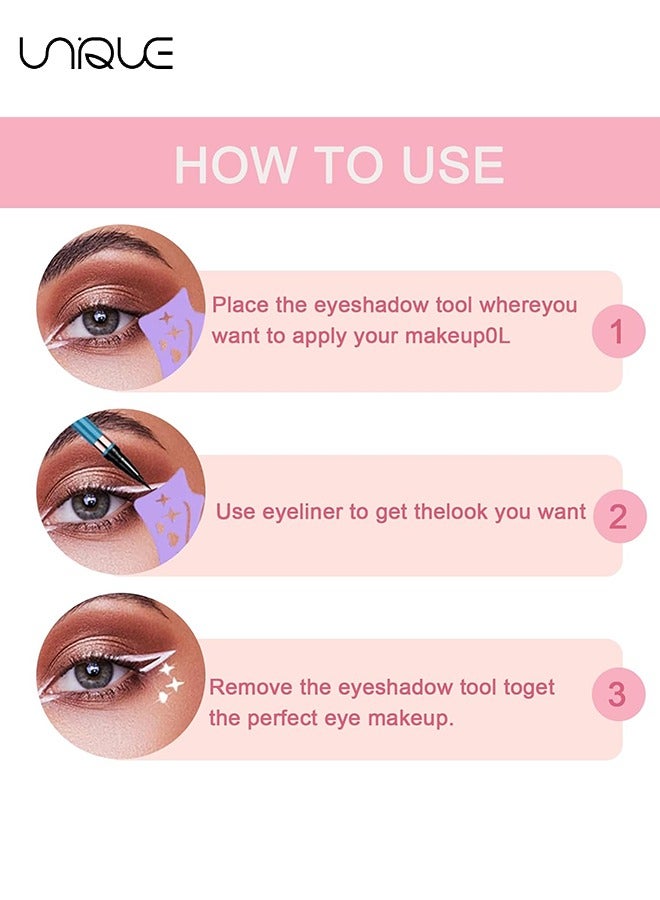 2Pcs Eyeliner Template, Silicone Wing Eyeliner, Eyelash Lip Liner Assist Mascara Protector, Reusable Eyeshadow Pattern Aid, Multifunctional Eye Makeup Tool for Beginners（Pink and Purple）
