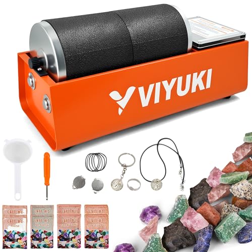 VIYUKI Professional Rock Tumbler Kit - Double Drum 6LB Rock Polisher(Double Barrel), Includes Rough Gemstones, 8 Polishing Grits, Jewelry, Learning Guide, Ideal Gift for Adults & Collectors - Image 2