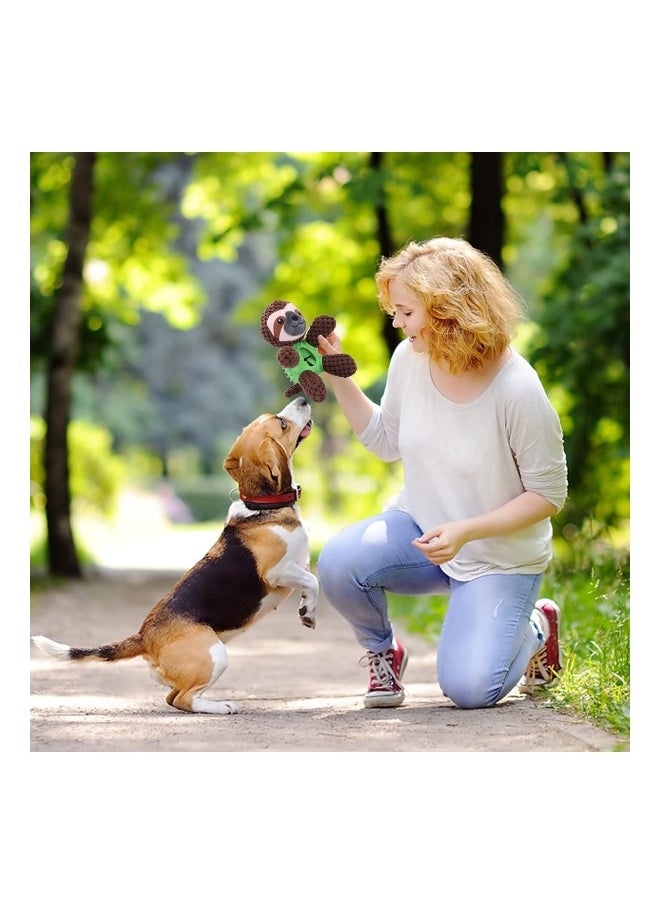 Generic - 4 In 1 Plush Dog Toy Squeaky Interactive Dog Toy for 8 Weeks Small and Medium Dogs Teething Brown Sloth - Image 1