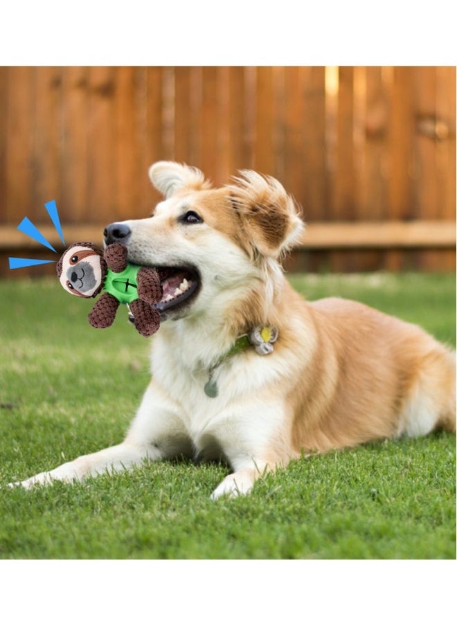 Generic - 4 In 1 Plush Dog Toy Squeaky Interactive Dog Toy for 8 Weeks Small and Medium Dogs Teething Brown Sloth - Image 1