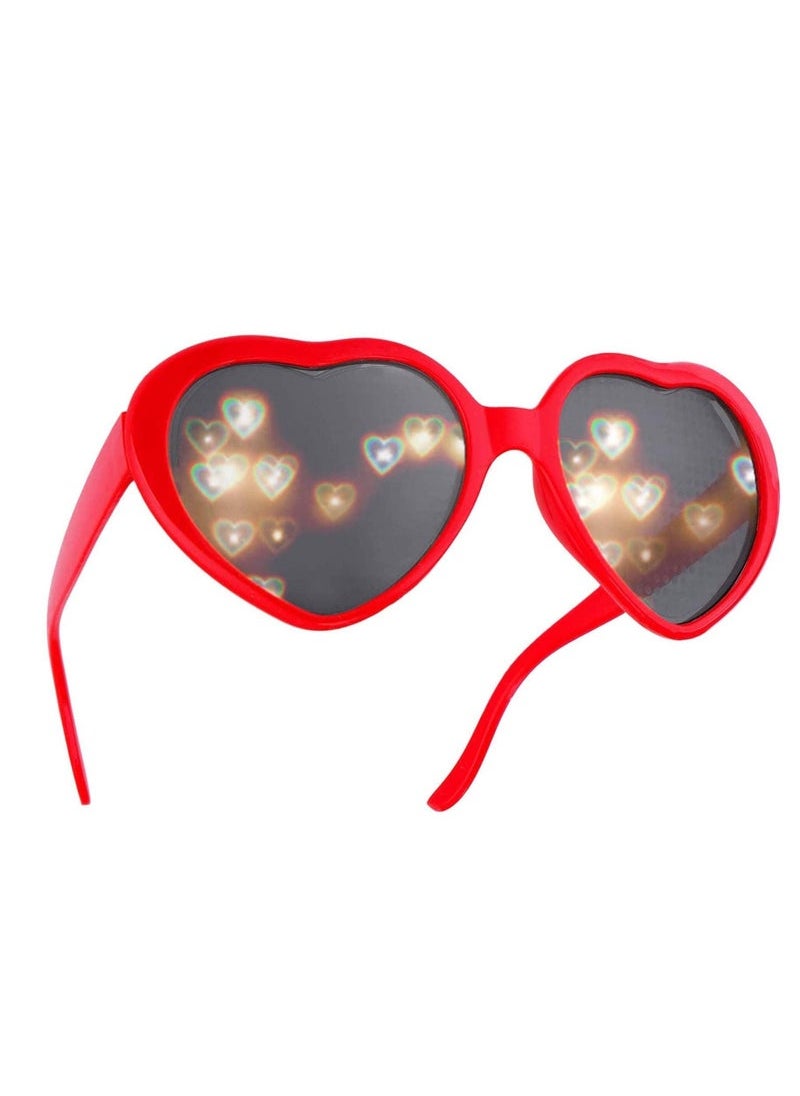 Generic - Glases Sun Peach Heart Special Effects Sunglasses Funny Light Diffraction Eyeglasses Heart Light Glasses Magnetic Glasses Clip-on Sunglasses Plastic Frame for Night Driving - Image 1