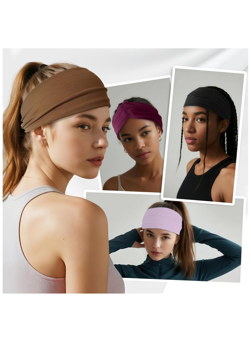 Winner 4Pcs Wide Headbands for Women Black Stylish Head Wraps Boho Thick Hairbands Large African Sport Yoga Turban Headband Hair Accessories - Image 4