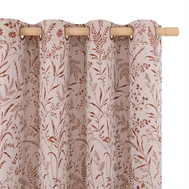 BGment Linen Curtains for Living Room 84 Inches Long - Fall Jacquard Botanical Leaf Floral Branch Vintage Cottage Core Farmhouse Light Filtering Rustic Window Drapes, Terracotta, Each 52 Inch Wide - Image 1