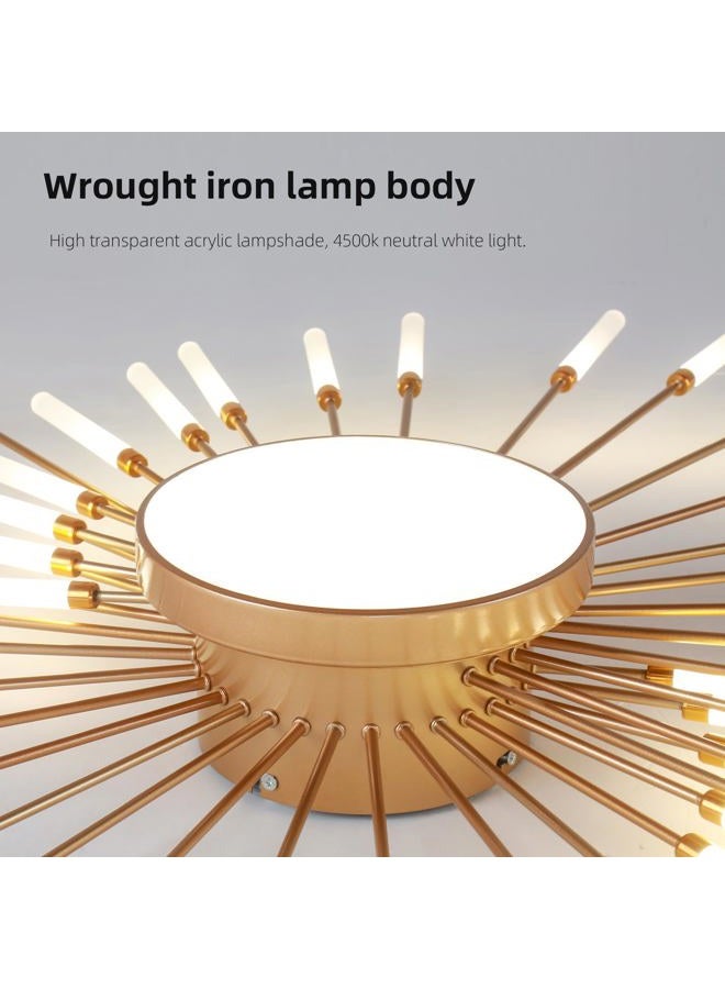 JAYMP Ceiling Light Modern Flower Shape Ceiling Lamp for Living Room Dining Room Flush Mount Metal Acrylic Sputnik Firework Petal LED Lighting Fixture (Matte Gold, 42+1 Lights) - Image 3