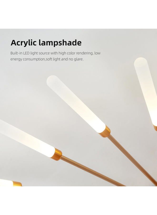 JAYMP Ceiling Light Modern Flower Shape Ceiling Lamp for Living Room Dining Room Flush Mount Metal Acrylic Sputnik Firework Petal LED Lighting Fixture (Matte Gold, 42+1 Lights) - Image 4