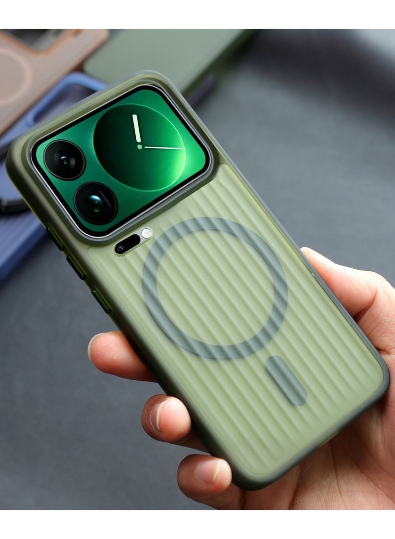 general Deluxe Wireless Magnetic Charging Mobile Case with Wavy Stripes for Xiaomi 17 Pro Max, Matte Case for Xiaomi 17 Pro Max - Image 2